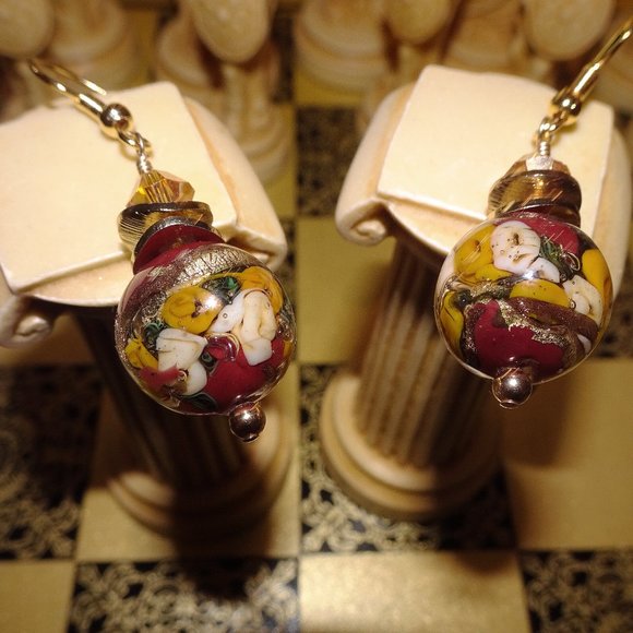 Handmade Murano lampwork and millefiori earrings - Picture 5 of 7